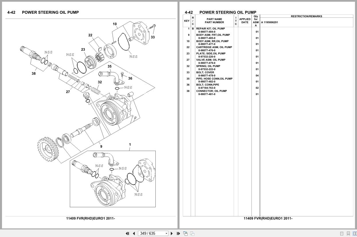 Isuzu Truck FVR RHD EURO1 2011 Parts Catalog 11409 (2)