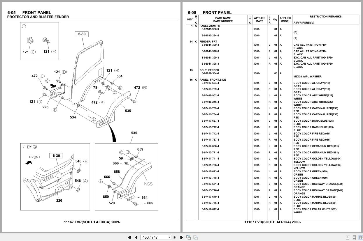 Isuzu Truck FVR SOUTH AFRICA 2009 Parts Catalog 11167 (2)
