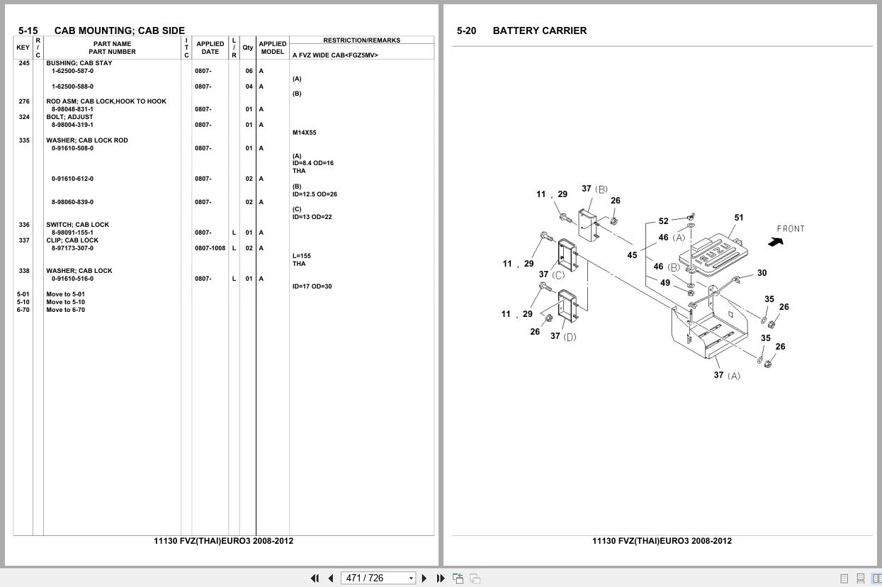 Isuzu Truck FVZ THAILAND EURO3 2008 2012 Parts Catalog 11130 (2)