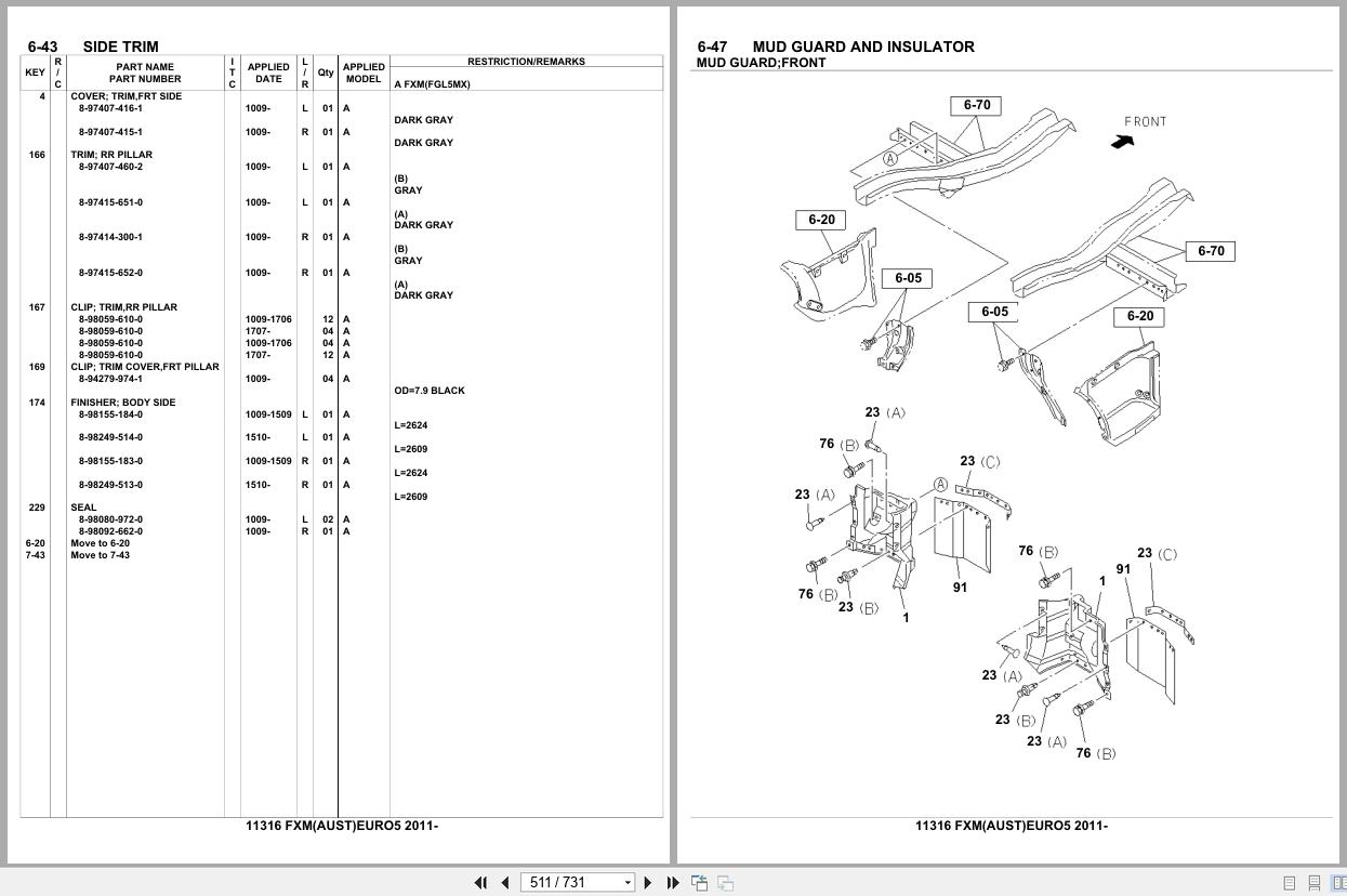 Isuzu Truck FXM AUSTRALIA EURO5 2011 Parts Catalog 11316 (2)