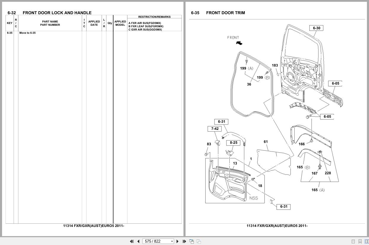 Isuzu Truck FXR GXR AUSTRALIA EURO5 2011 Parts Catalog 11314 (2)