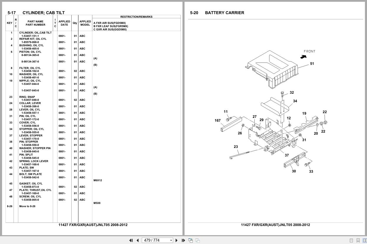 Isuzu Truck FXR GXR AUSTRALIA JNLT05 2008 2012 Parts Catalog 11427 (2)