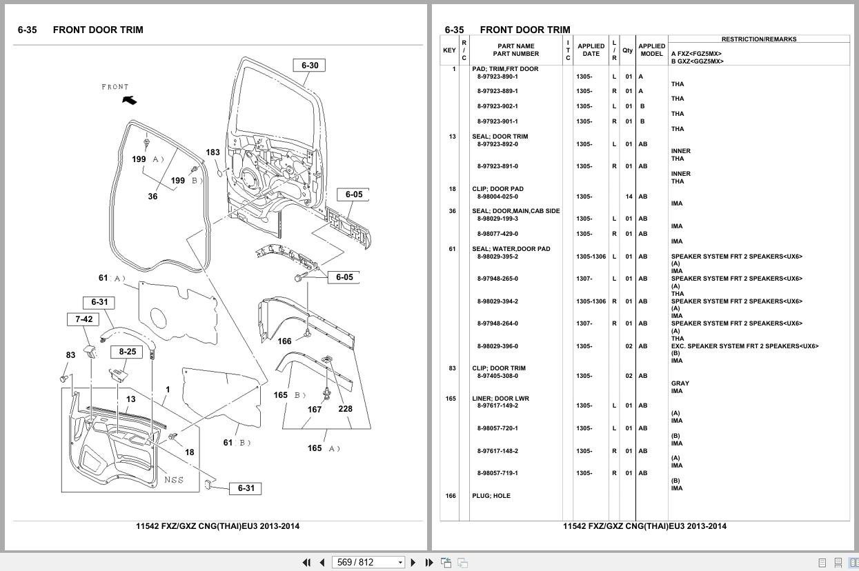 Isuzu Truck FXZ GXZ CNG THAILAND EU3 2013 2014 Parts Catalog 11542 (2)