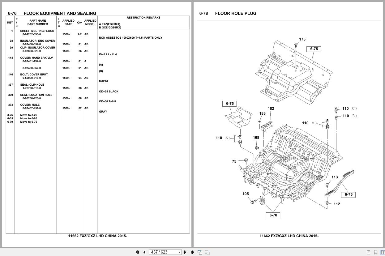 Isuzu Truck FXZ GXZ LHD CHINA 2015 Parts Catalog 11662 (2)