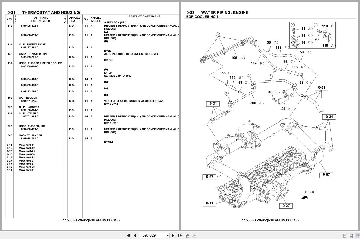 Isuzu Truck FXZ GXZ RHD EURO3 2013 Parts Catalog 11530 (2)