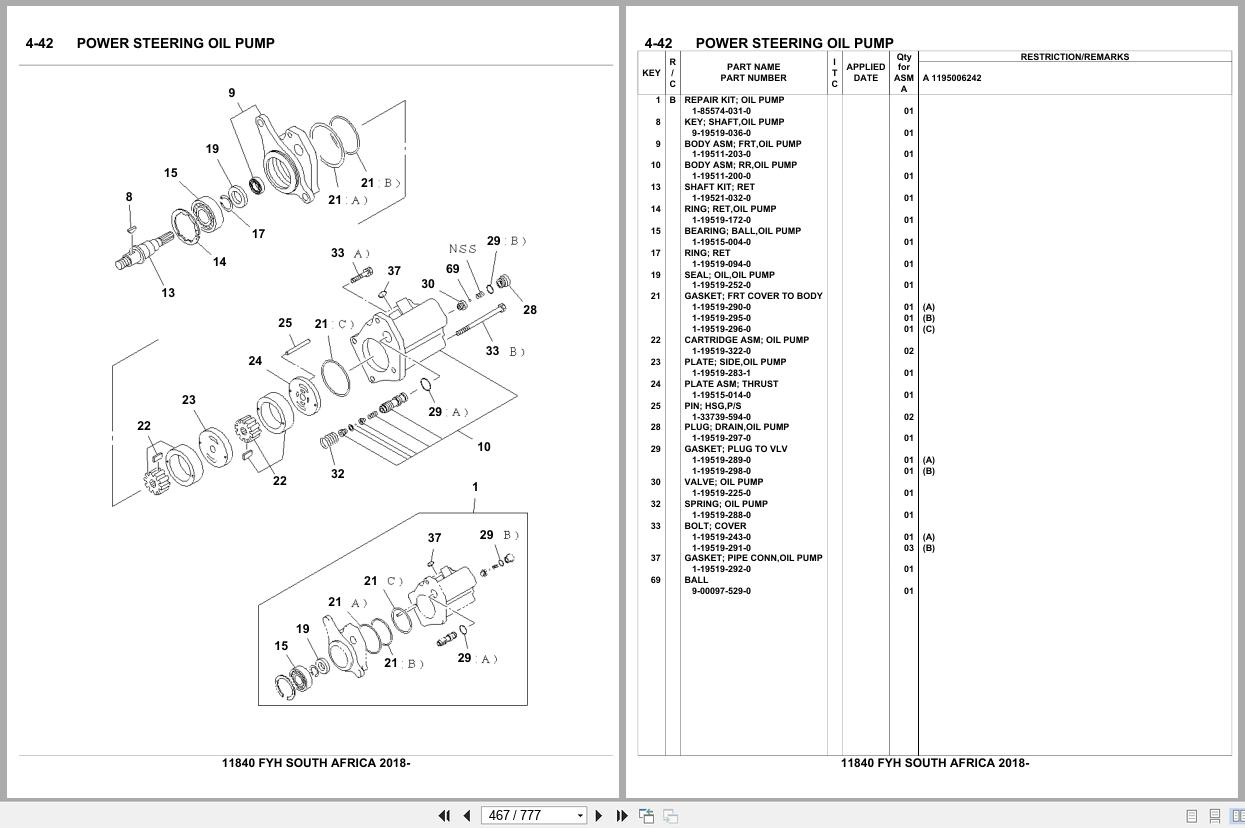 Isuzu Truck FYH SOUTH AFRICA 2018 Parts Catalog 11840 (2)