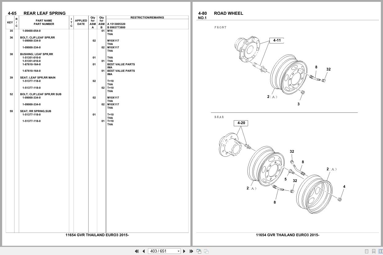 Isuzu Truck GVR THAILAND EURO3 2015 Parts Catalog 11654 (2)