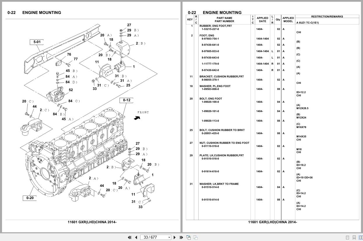 Isuzu Truck GXR LHD CHINA 2014 Parts Catalog 11601 (2)