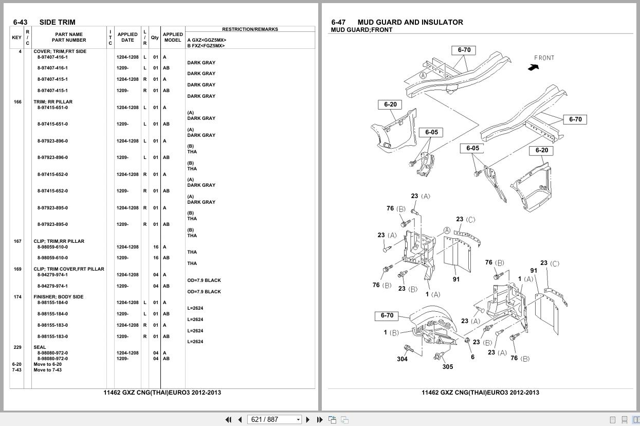 Isuzu Truck GXZ CNG THAILAND EURO3 2012 2013 Parts Catalog 11462 (2)