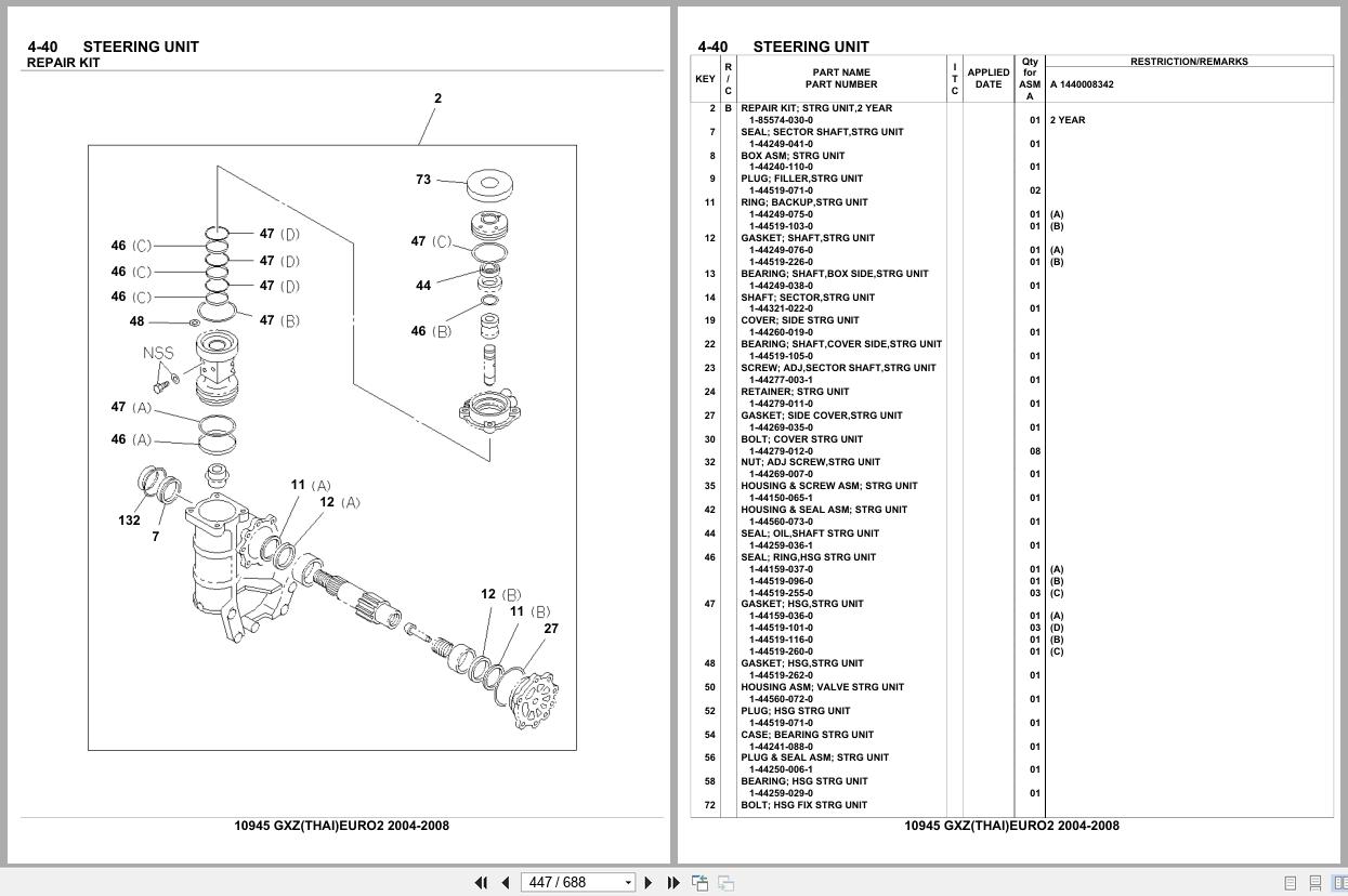 Isuzu Truck GXZ THAILAND EURO2 2004 2008 Parts Catalog 10945 (2)