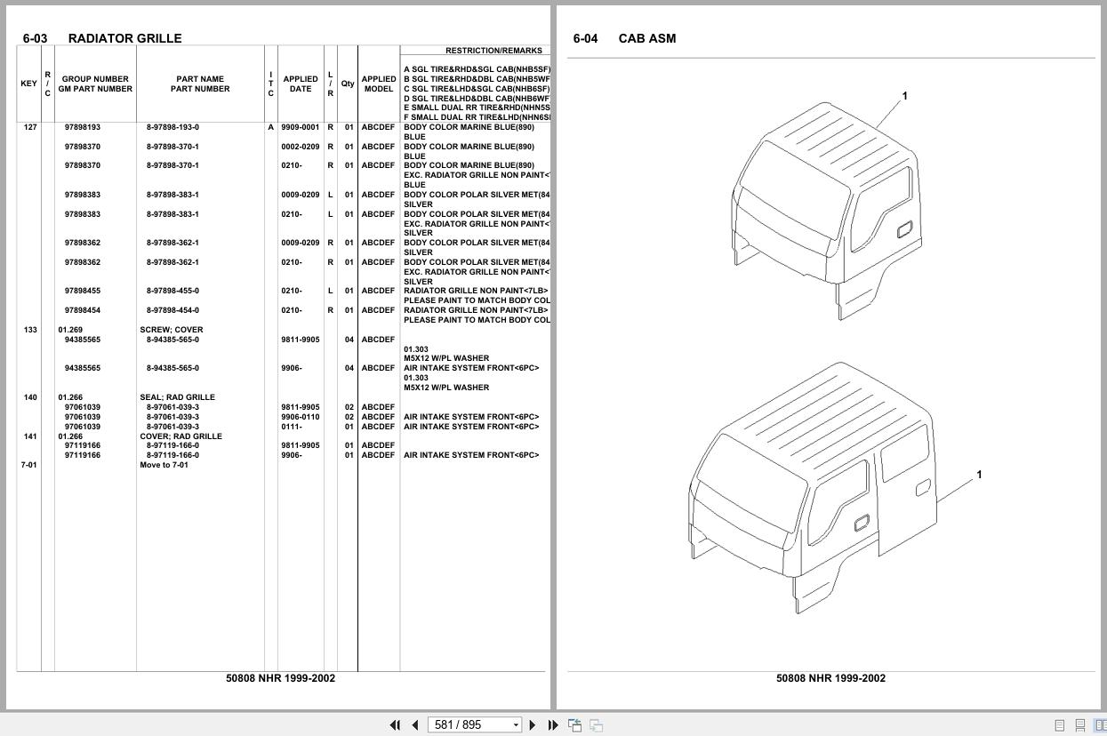 Isuzu Truck NHR 1999 2002 Parts Catalog 50808 (2)