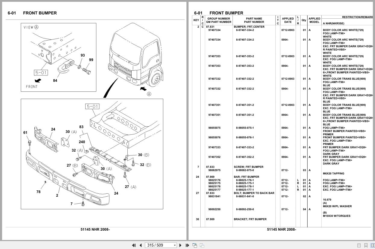 Isuzu Truck NHR 2008 Parts Catalog 51145 (2)
