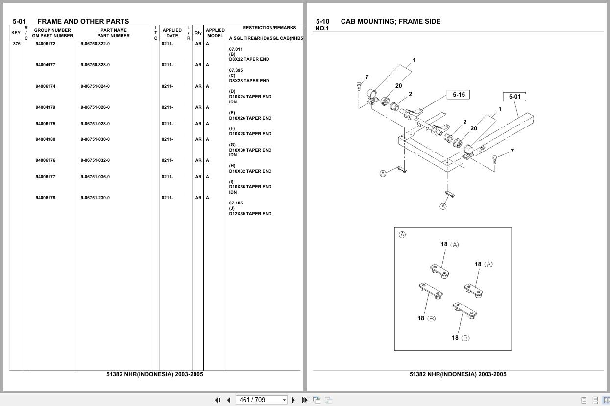 Isuzu Truck NHR INDONESIA 2003 2005 Parts Catalog 51382 (2)