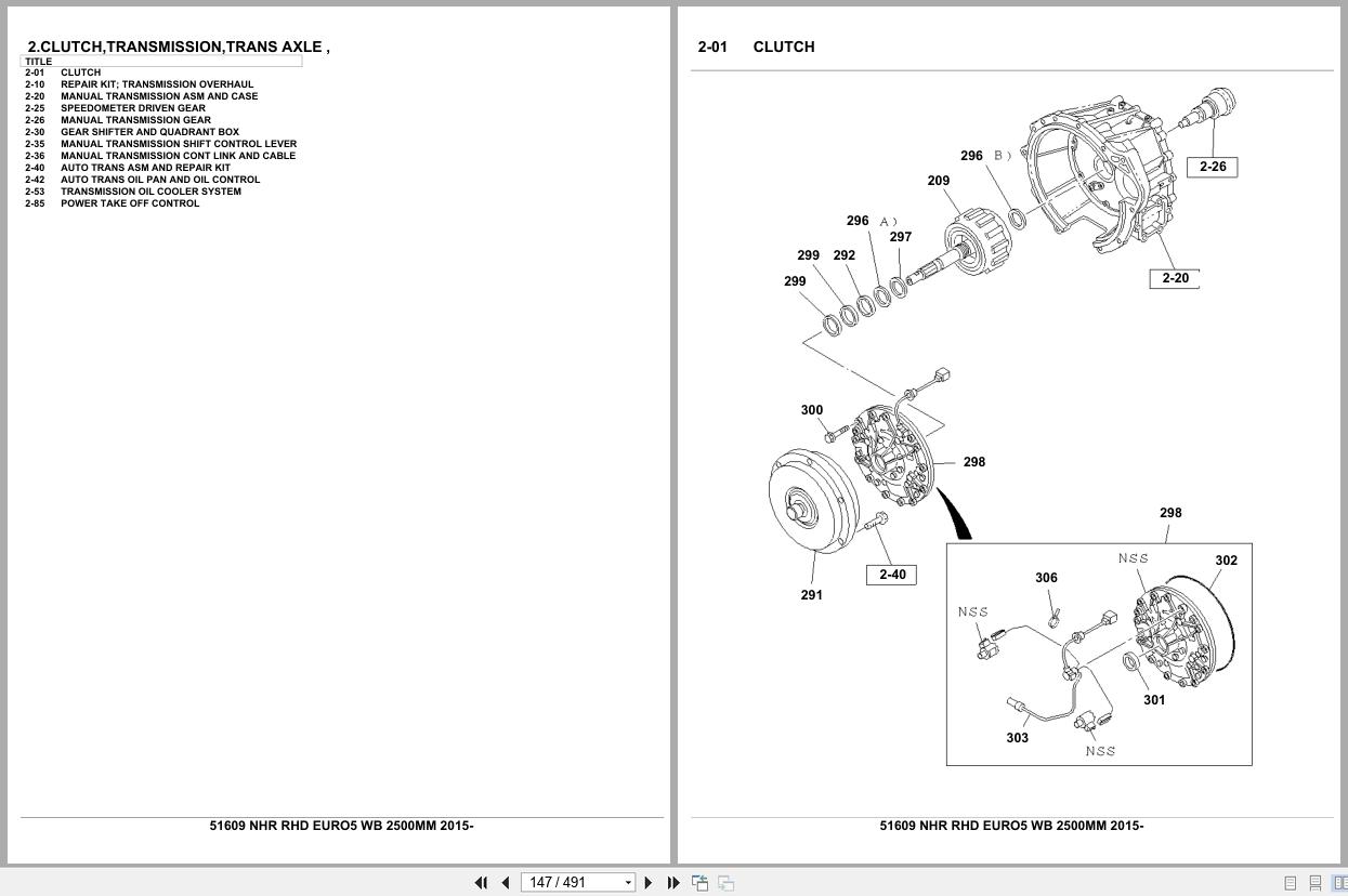 Isuzu Truck NHR RHD EURO5 WB 2500MM 2015 Parts Catalog 51609 (2)