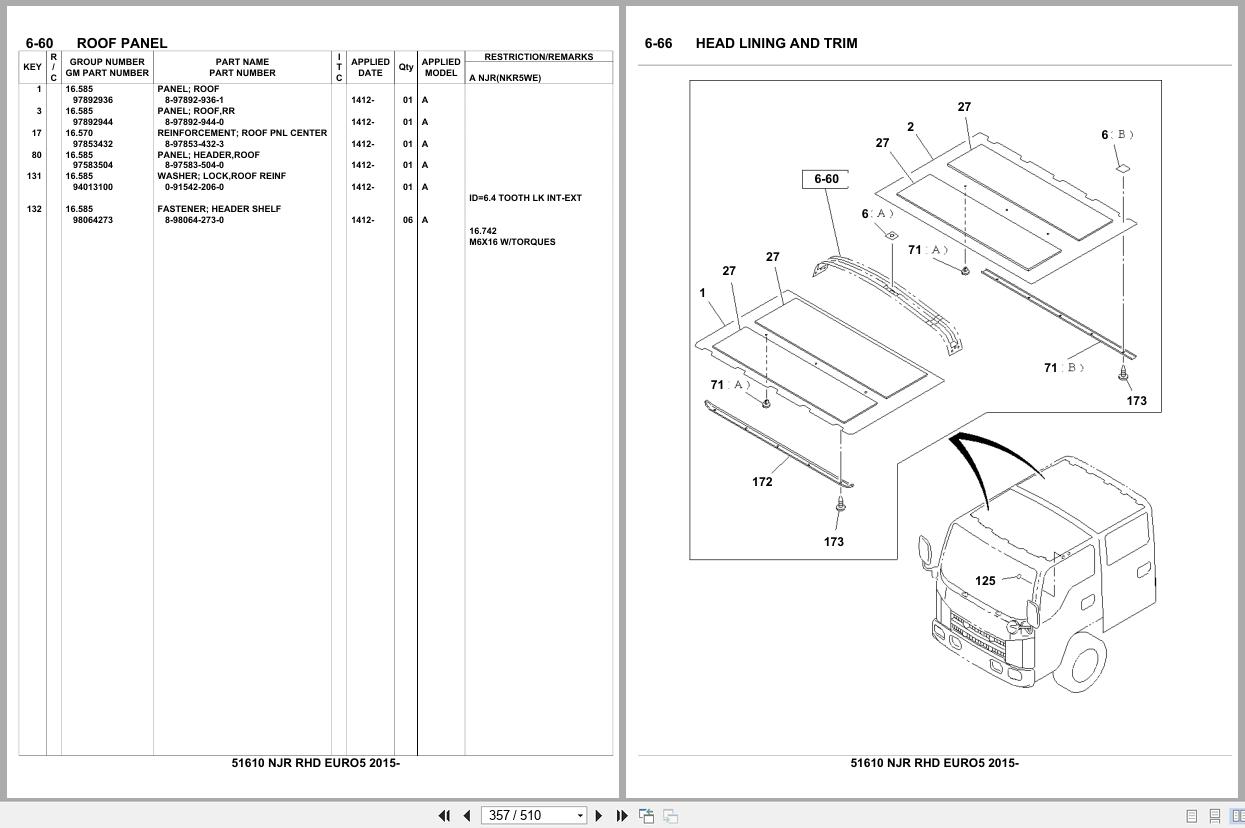 Isuzu Truck NJR RHD EURO5 2015 Parts Catalog 51610 (2)