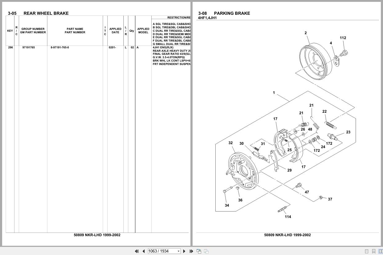 Isuzu Truck NKR LHD 1999 2002 Parts Catalog 50809 (2)