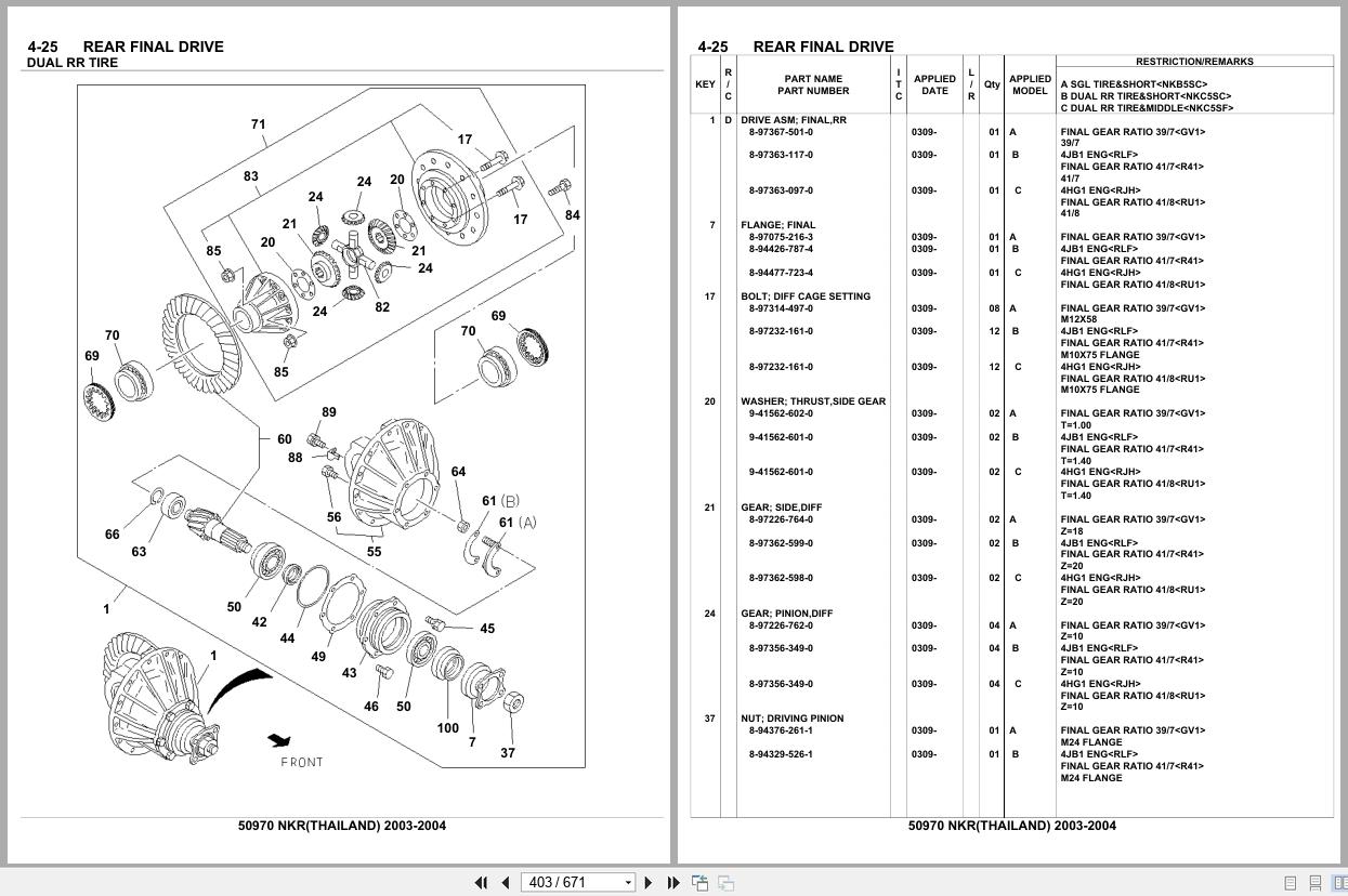 Isuzu Truck NKR THAILAND 2003 2004 Parts Catalog 50970 (2)