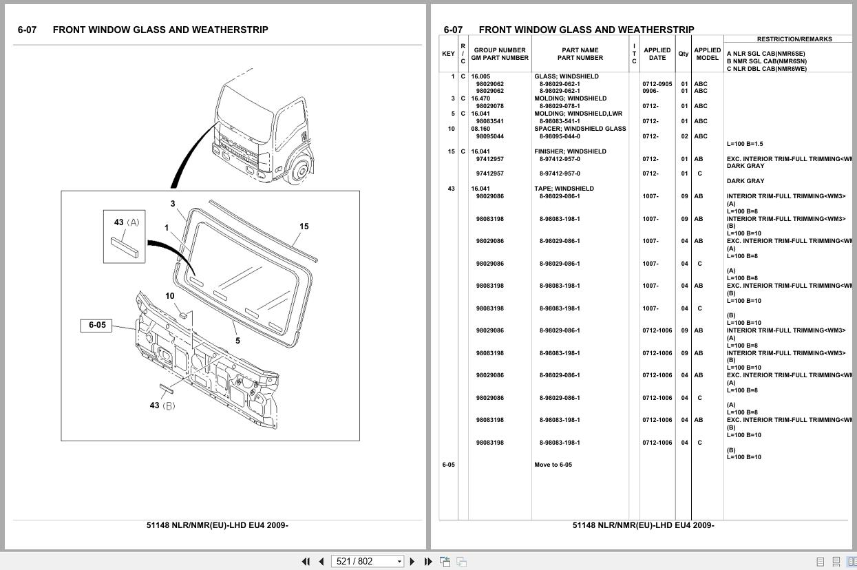 Isuzu Truck NLR NMR EU LHD EU4 2009 Parts Catalog 51148 (2)