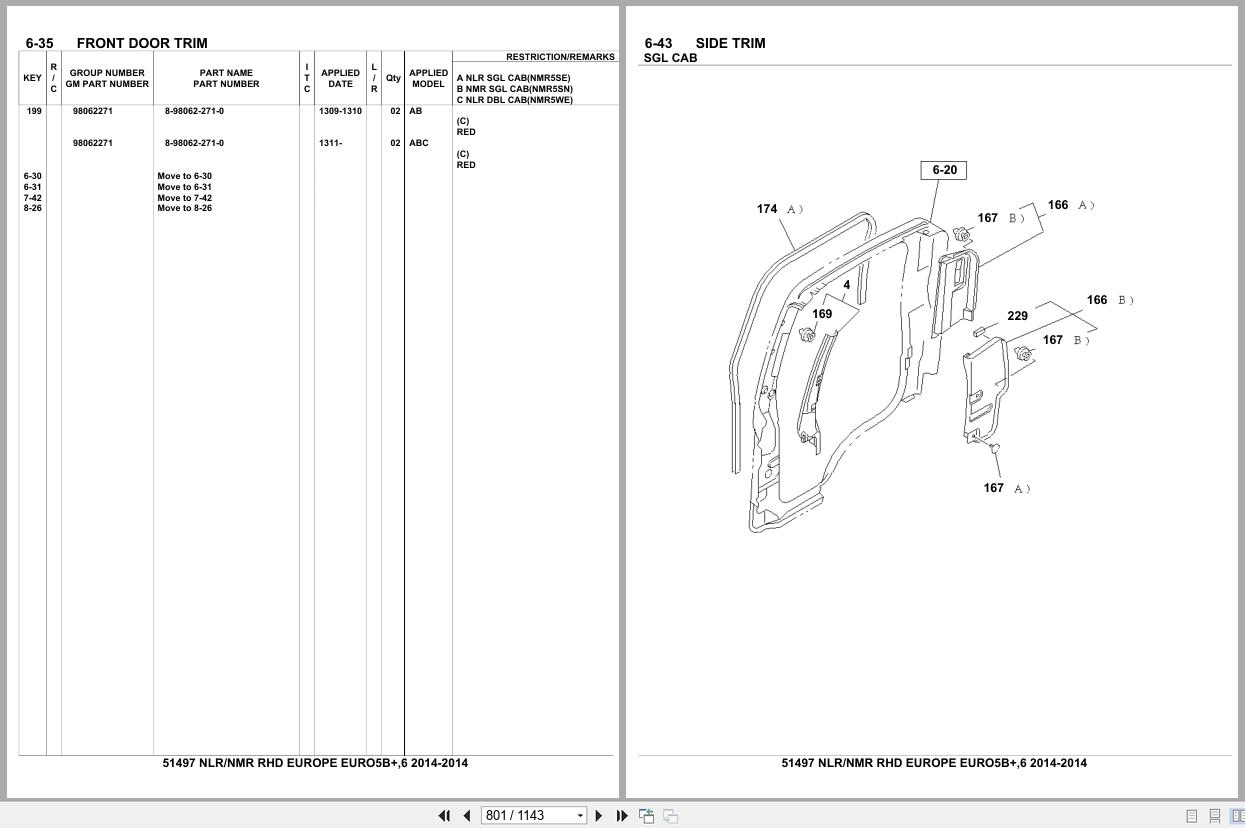 Isuzu Truck NLR NMR RHD EUROPE EURO5B+ EURO6 2014 Parts Catalog 51497 (2)
