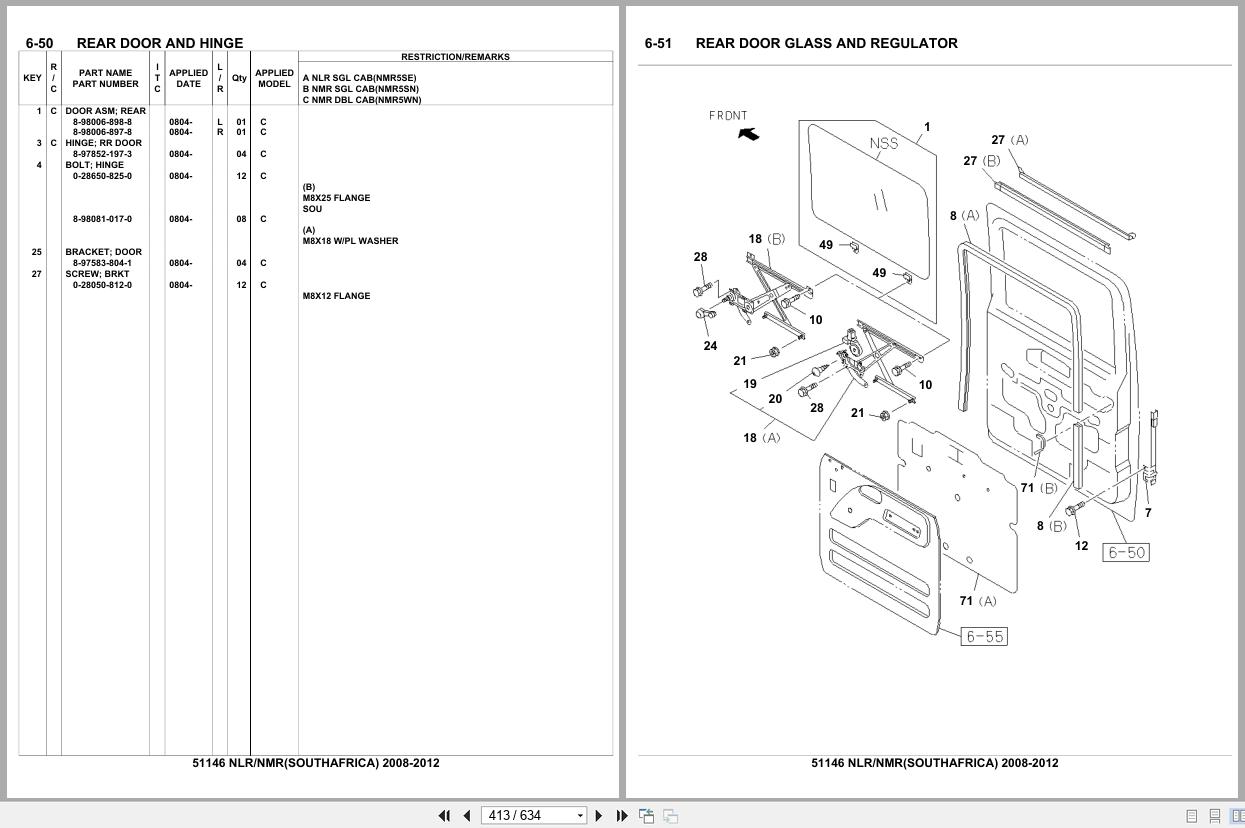 Isuzu Truck NLR NMR SOUTH AFRICA 2008 2012 Parts Catalog 51146 (2)