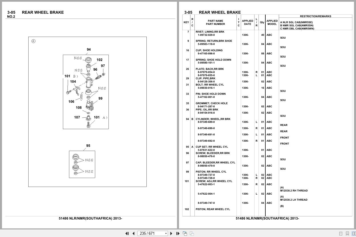 Isuzu Truck NLR NMR SOUTH AFRICA 2013 Parts Catalog 51486 (2)