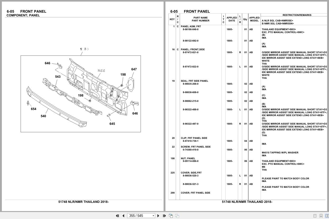 Isuzu Truck NLR NMR THAILAND 2018 Parts Catalog 51748 (2)