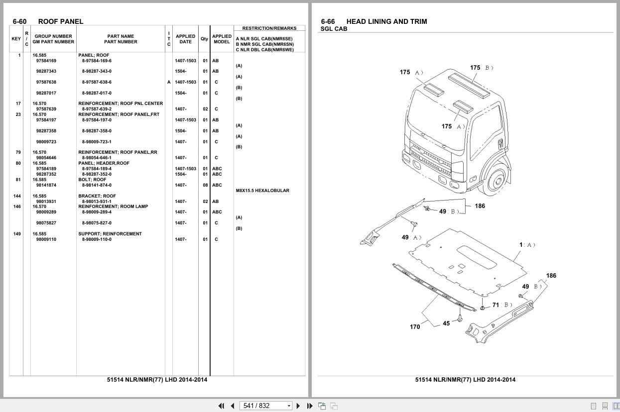 Isuzu Truck NLR77 NMR77 LHD 2014 Parts Catalog 51514 (2)