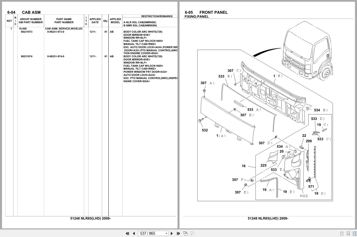 Isuzu Truck NLR85 LHD 2009 Parts Catalog 51248 (2)