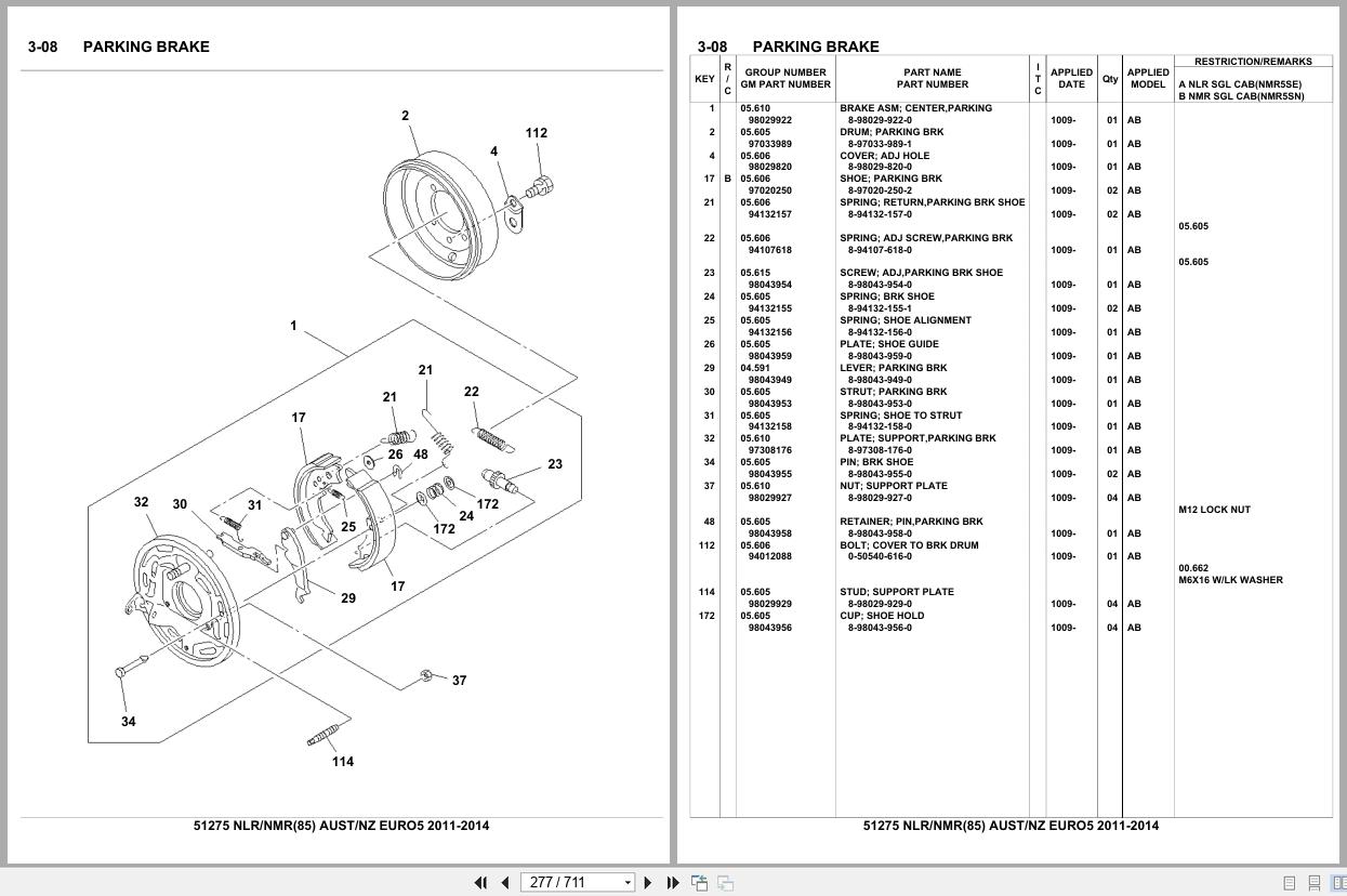 Isuzu Truck NLR85 NMR85 AUSTRALIA NEW ZEALAND EURO5 2011 2014 Parts Catalog 51275 (2)