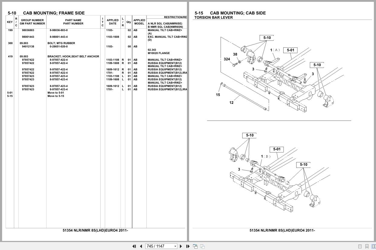 Isuzu Truck NLR85 NMR85 LHD EURO4 2011 Parts Catalog 51354 (2)