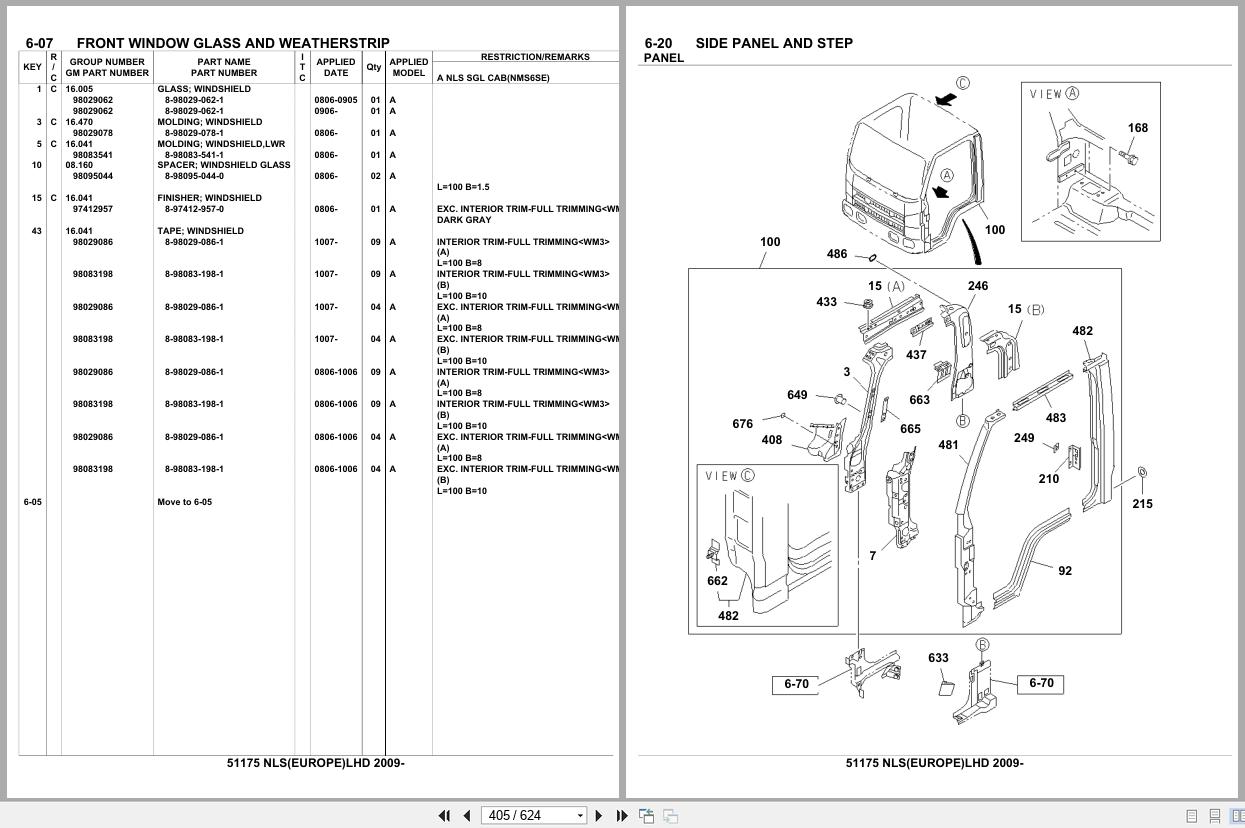 Isuzu Truck NLS EUROPE LHD 2009 Parts Catalog 51175 (2)