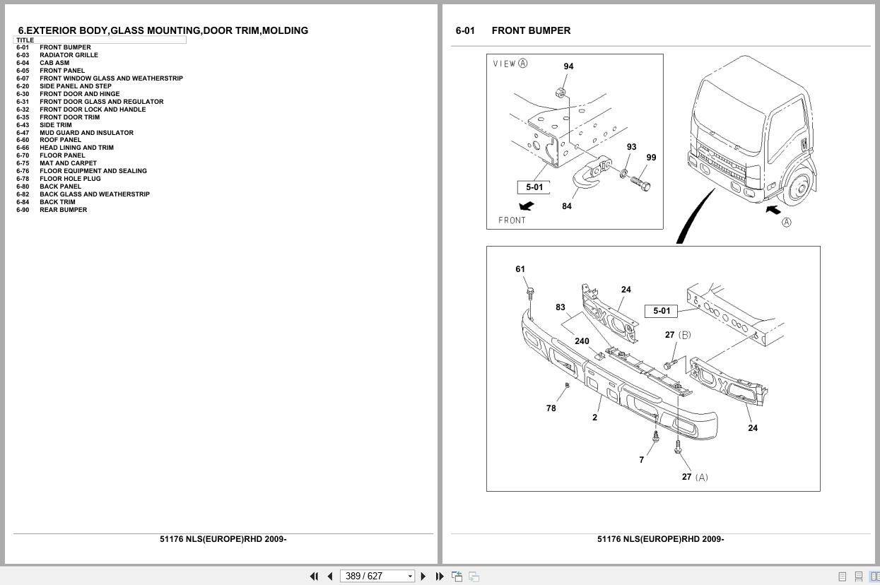 Isuzu Truck NLS EUROPE RHD 2009 Parts Catalog 51176 (2)