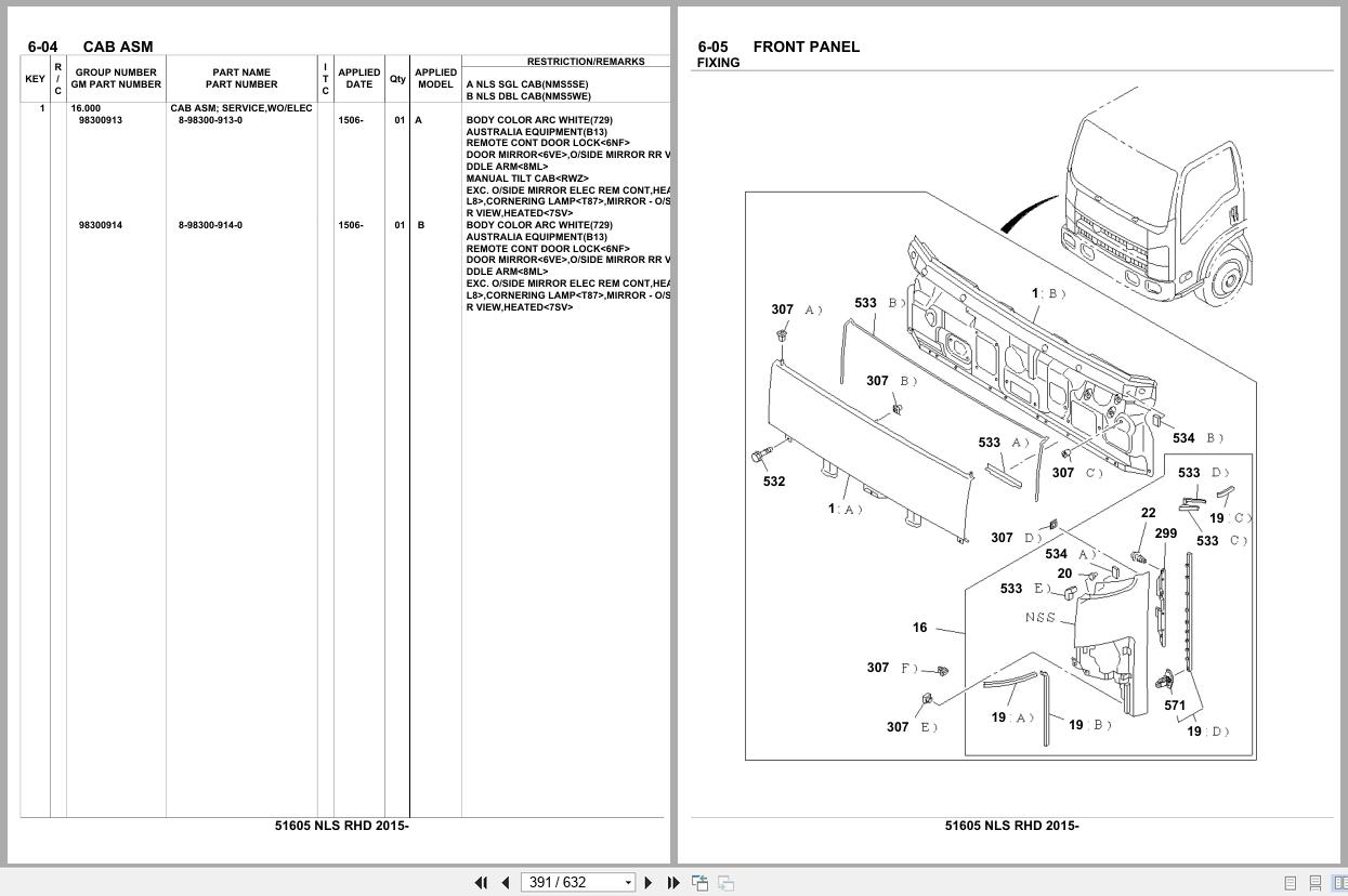 Isuzu Truck NLS RHD 2015 Parts Catalog 51605 (2)