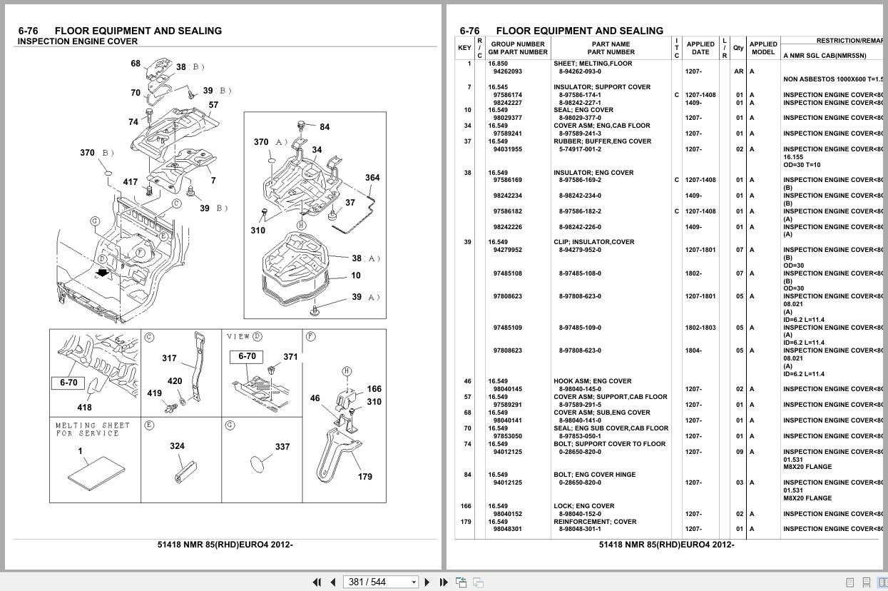 Isuzu Truck NMR85 RHD EURO4 2012 Parts Catalog 51418 (2)