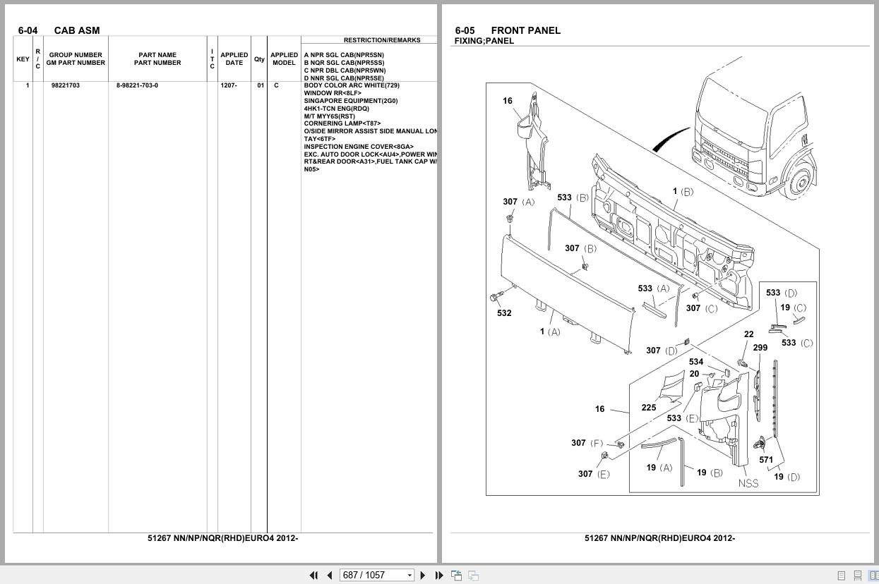 Isuzu Truck NN NP NQR RHD EURO4 2012 Parts Catalog 51267 (2)