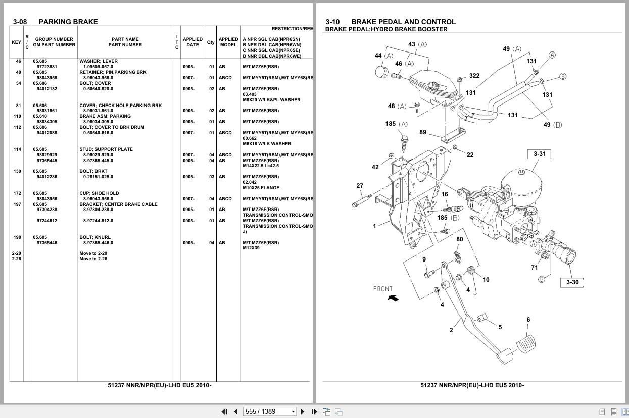 Isuzu Truck NNR NPR EU LHD EU5 2010 Parts Catalog 51237 (2)