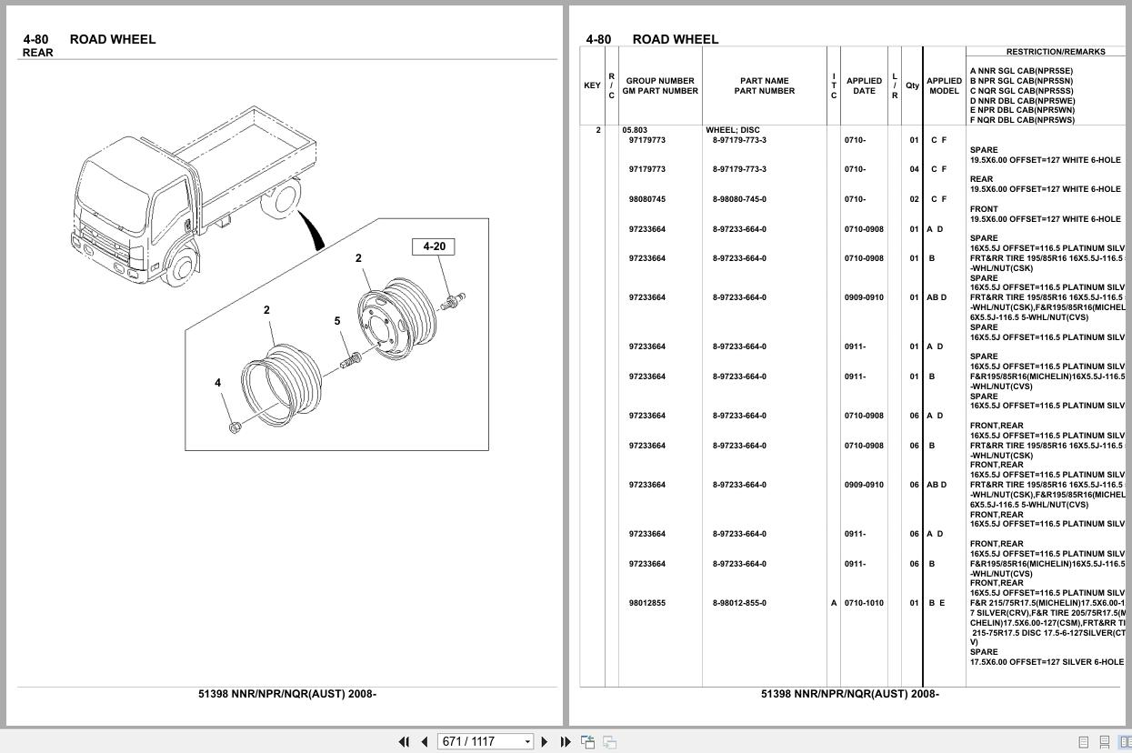 Isuzu Truck NNR NPR NQR AUSTRALIA 2008 Parts Catalog 51398 (2)