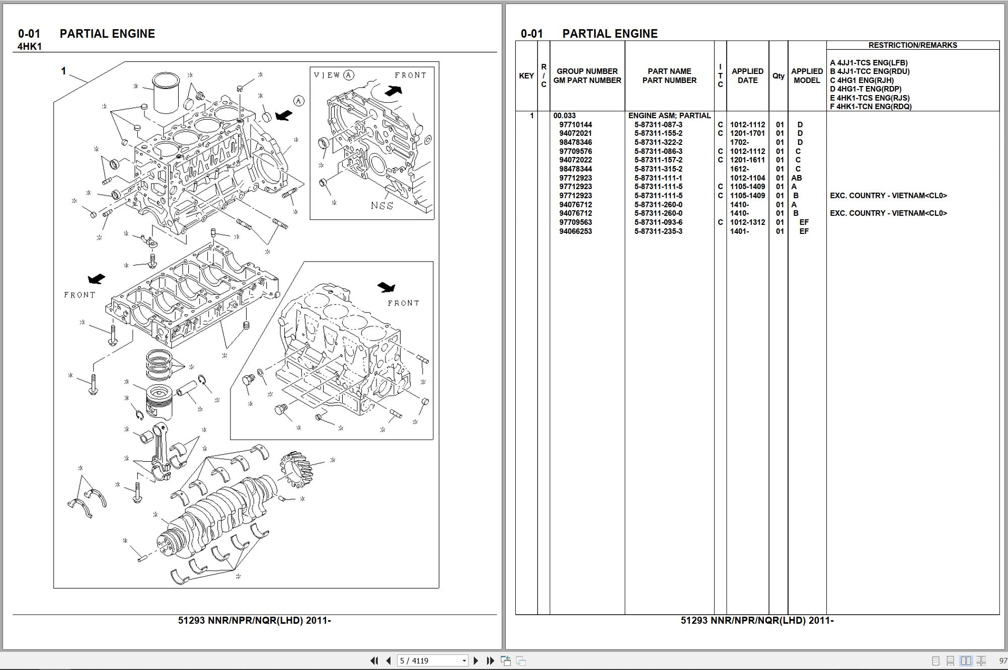 Isuzu Truck NNR NPR NQR LHD 2011 Parts Catalog 51293 (2)