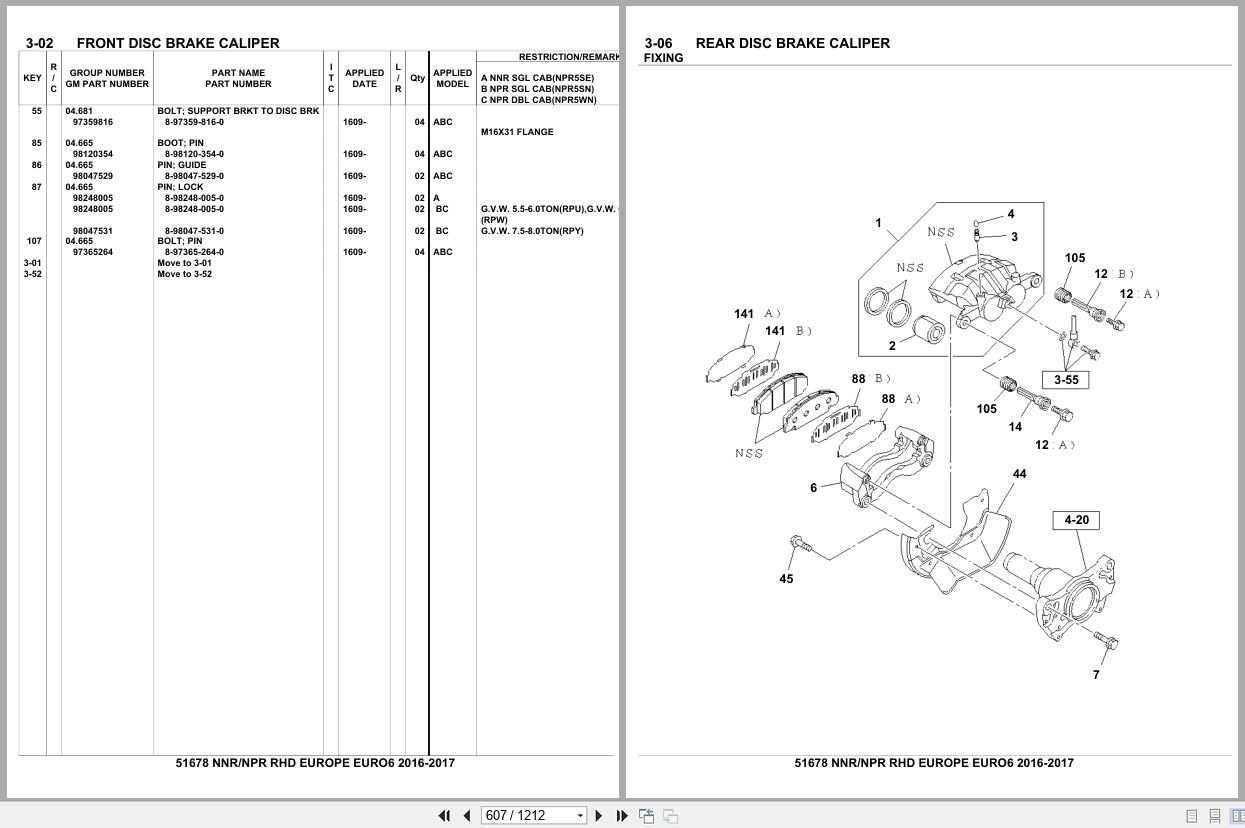 Isuzu Truck NNR NPR RHD EUROPE EURO6 2016 2017 Parts Catalog 51678 (2)