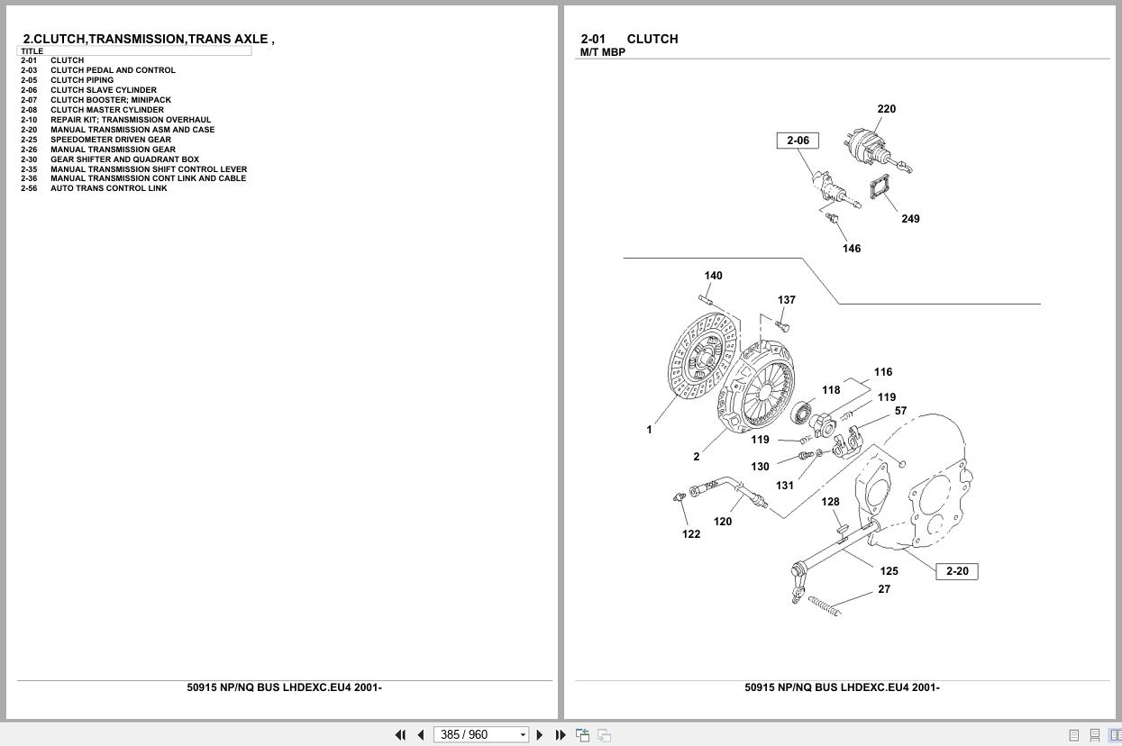 Isuzu Truck NP NQ BUS LHDEXC.EU4 2001 Parts Catalog 50915 (2)