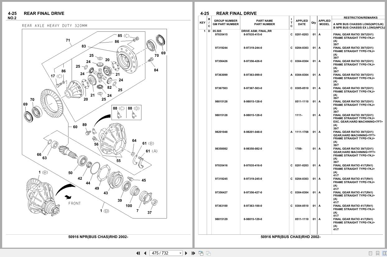 Isuzu Truck NPR BUS CHAS RHD 2002 Parts Catalog 50916 (2)