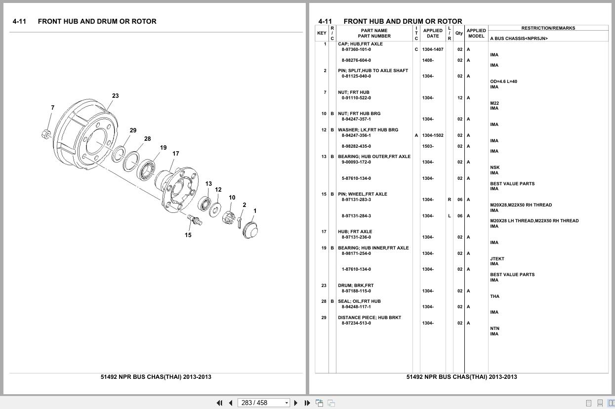 Isuzu Truck NPR BUS CHAS THAILAND 2013 Parts Catalog 51492 (2)
