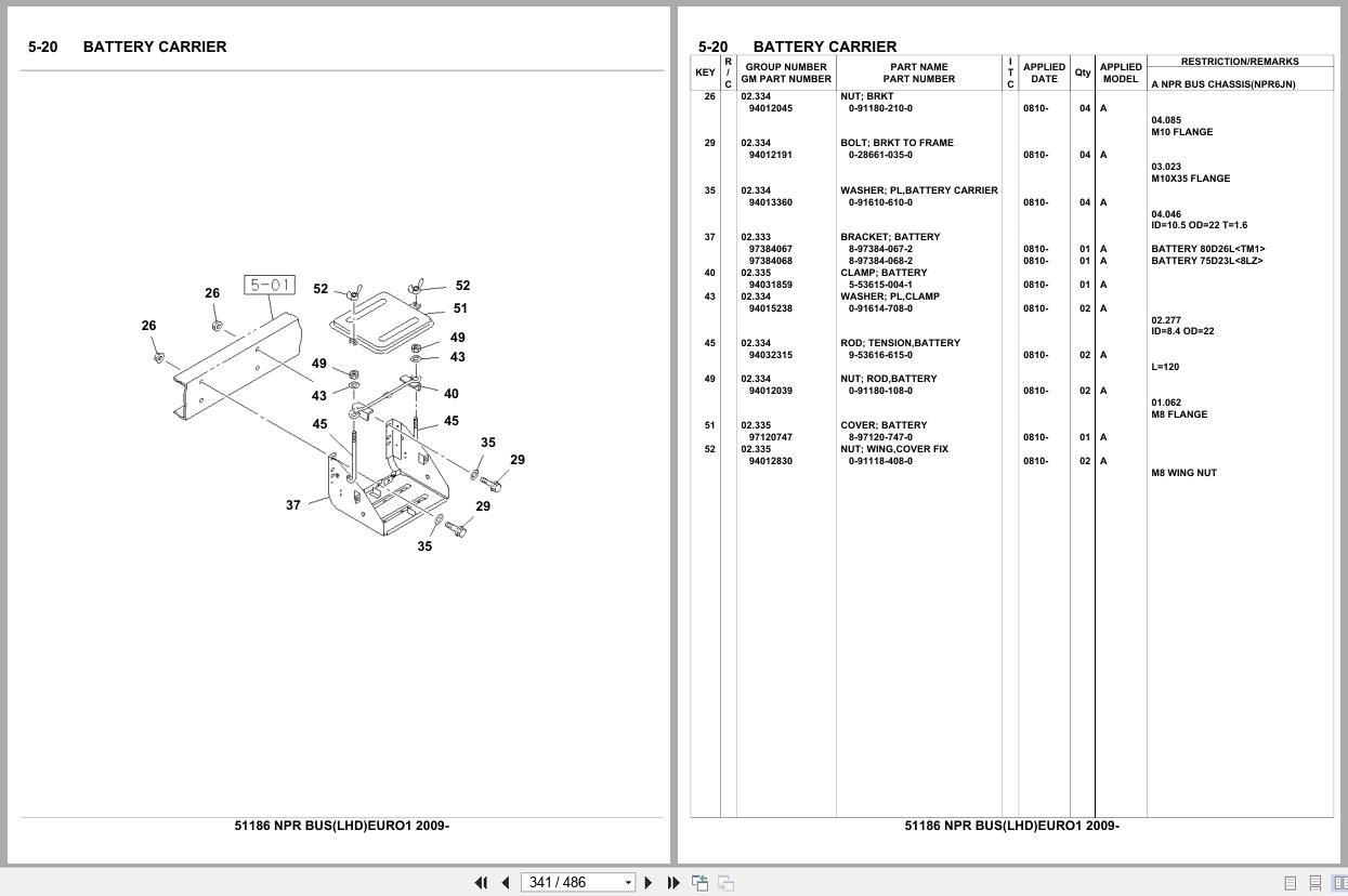 Isuzu Truck NPR BUS LHD EURO1 2009 Parts Catalog 51186 (2)