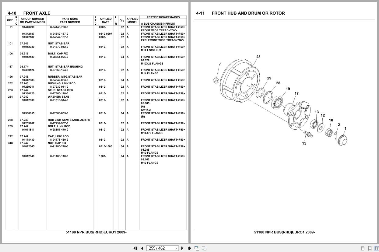 Isuzu Truck NPR BUS RHD EURO1 2009 Parts Catalog 51188 (2)