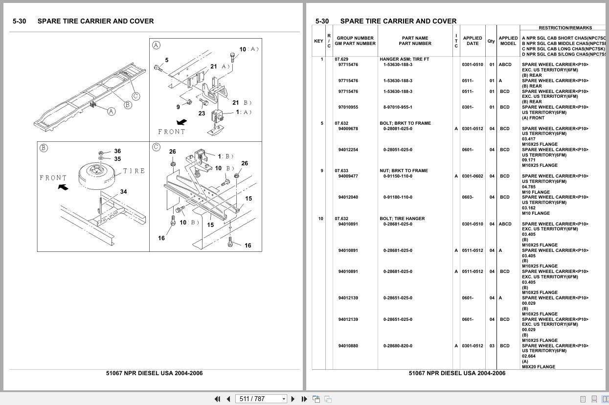 Isuzu Truck NPR DIESEL USA 2004 2006 Parts Catalog 51067 (2)