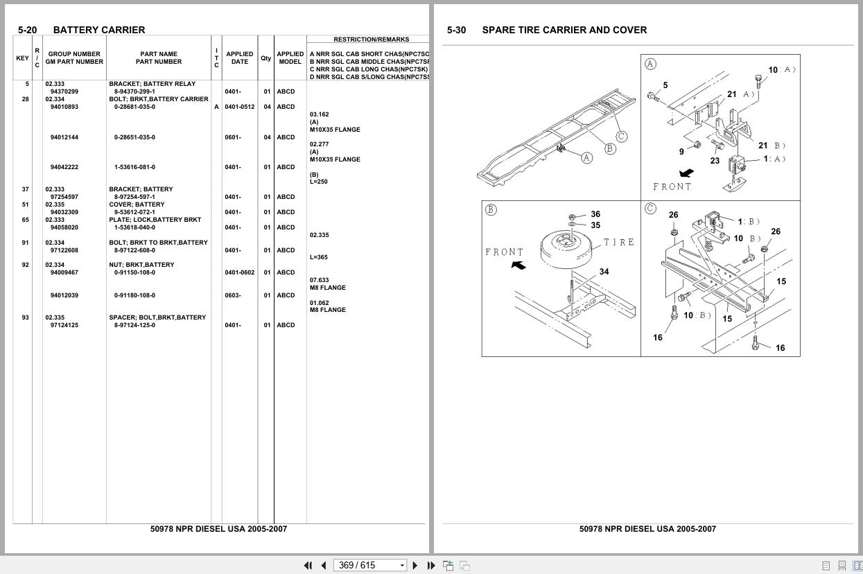 Isuzu Truck NPR DIESEL USA 2005 2007 Parts Catalog 50978 (2)