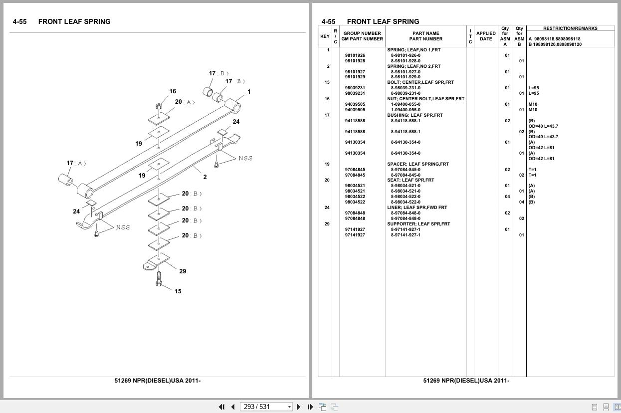 Isuzu Truck NPR DIESEL USA 2011 Parts Catalog 51269 (2)