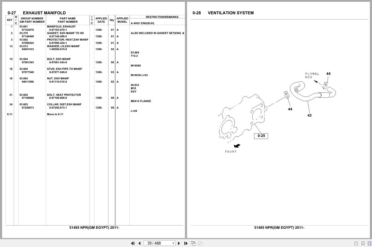 Isuzu Truck NPR GM EGYPT 2011 Parts Catalog 51495 (2)