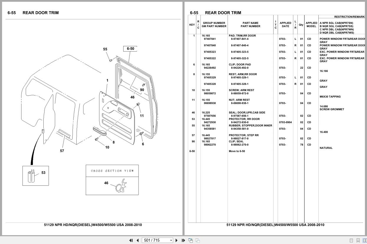 Isuzu Truck NPR HD NQR DIESEL W4500 W5500 USA 2008 2010 Parts Catalog 51129 (2)