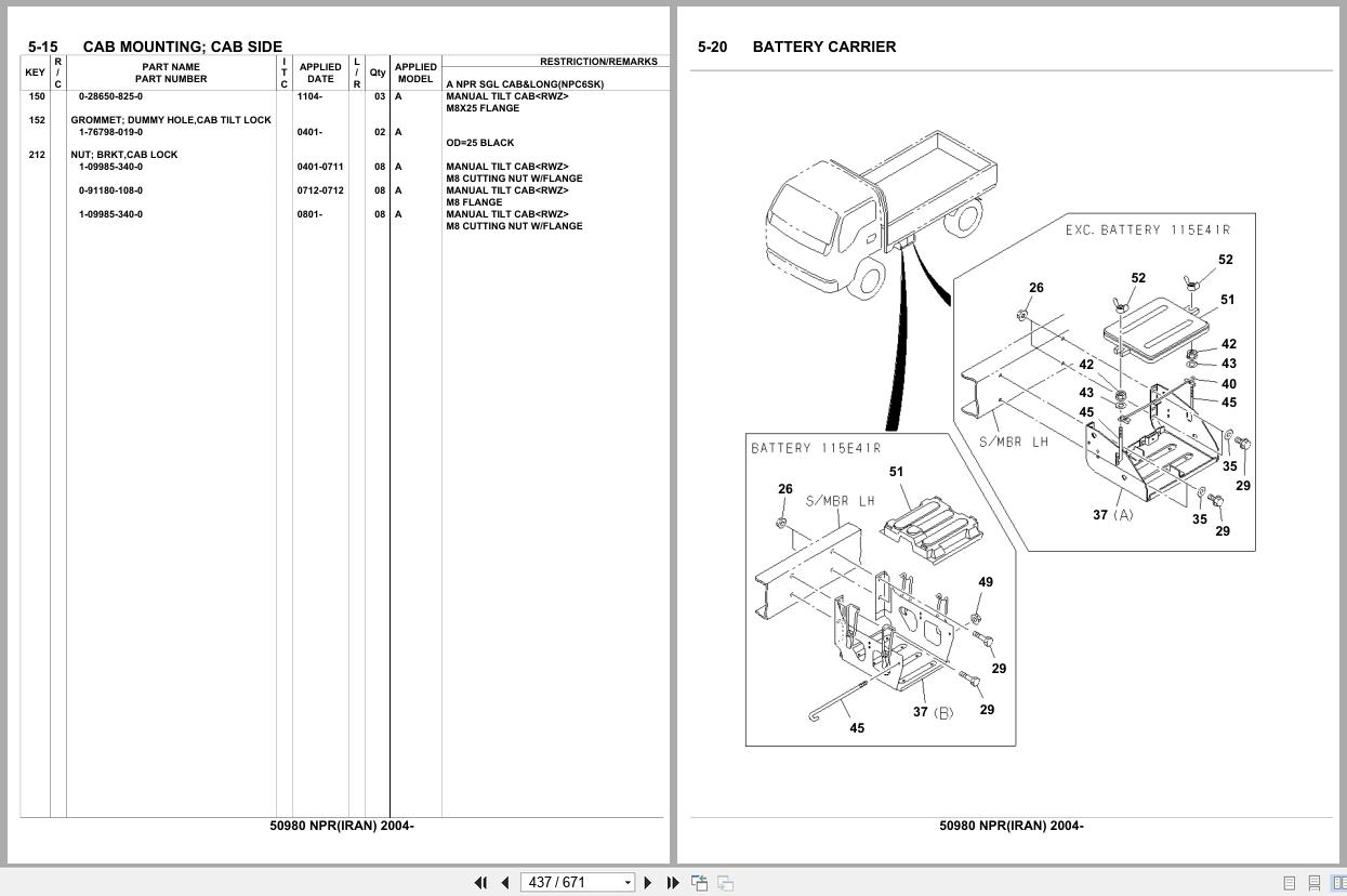 Isuzu Truck NPR IRAN 2004 Parts Catalog 50980 (2)